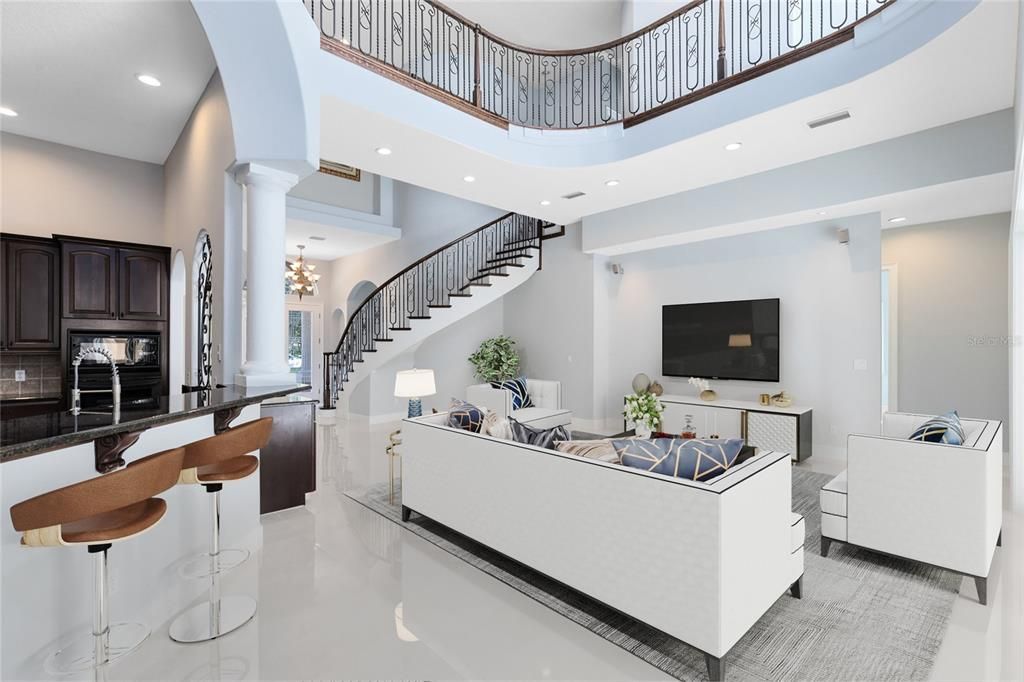 Interior, Living room, Recessed Lighting