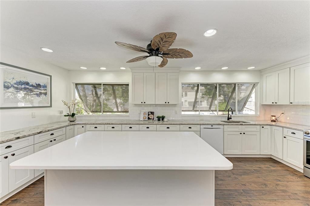 Interior, Kitchen, Recessed Lighting, Wood Texture Flooring