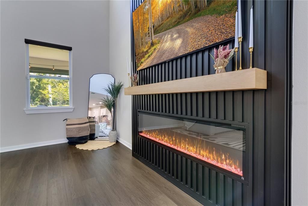 Fireplace, Interior, Wood Texture Flooring