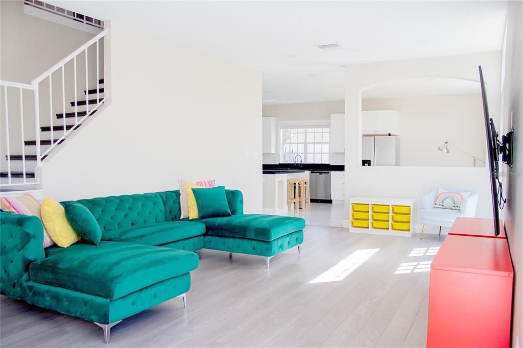 Interior, Kitchen, Living room, Wood Texture Flooring