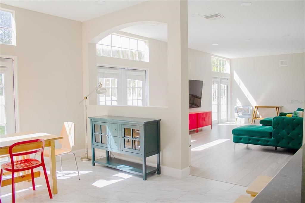 Interior, Marble, Recessed Lighting, Wood Texture Flooring