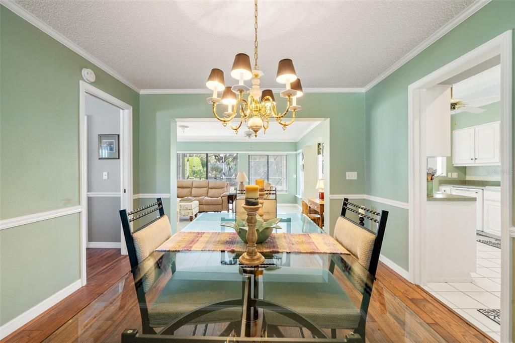 Chandelier, Dining room, Interior, Wood Texture Flooring