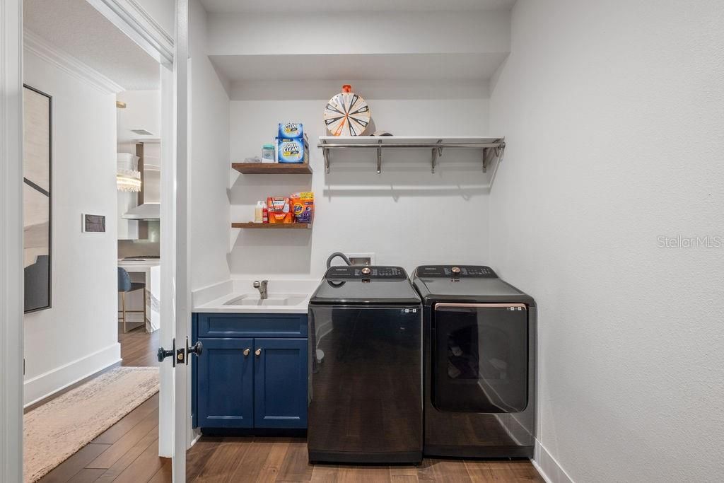 Interior, Washer, Wood Texture Flooring