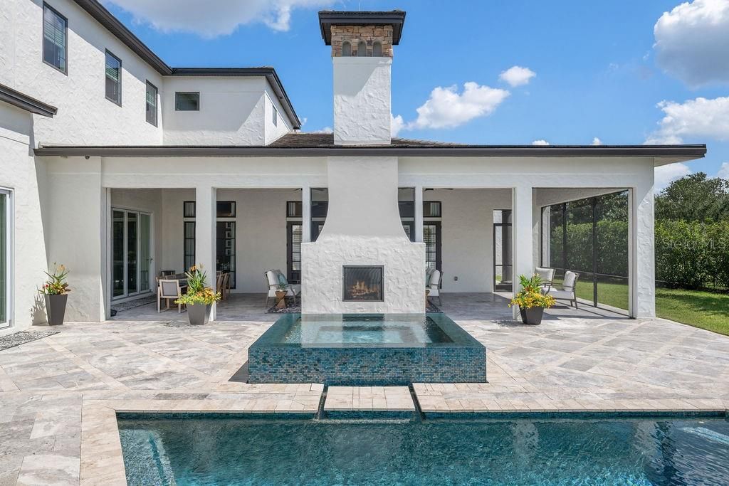 Exterior, Fireplace, Pool