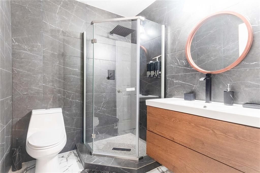 Bathroom, Glass Shower, Interior, Marble