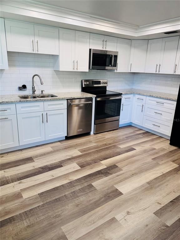 Interior, Kitchen, Stainless Steel Appliances, Wood Texture Flooring