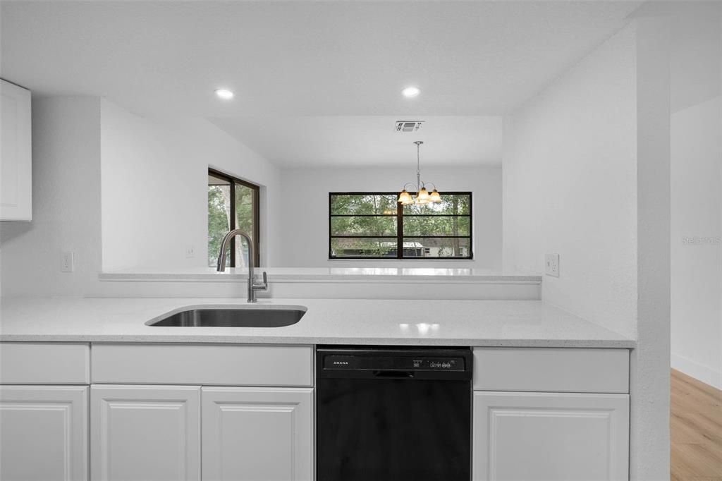 Interior, Kitchen, Pendant Lights, Recessed Lighting, Wood Texture Flooring