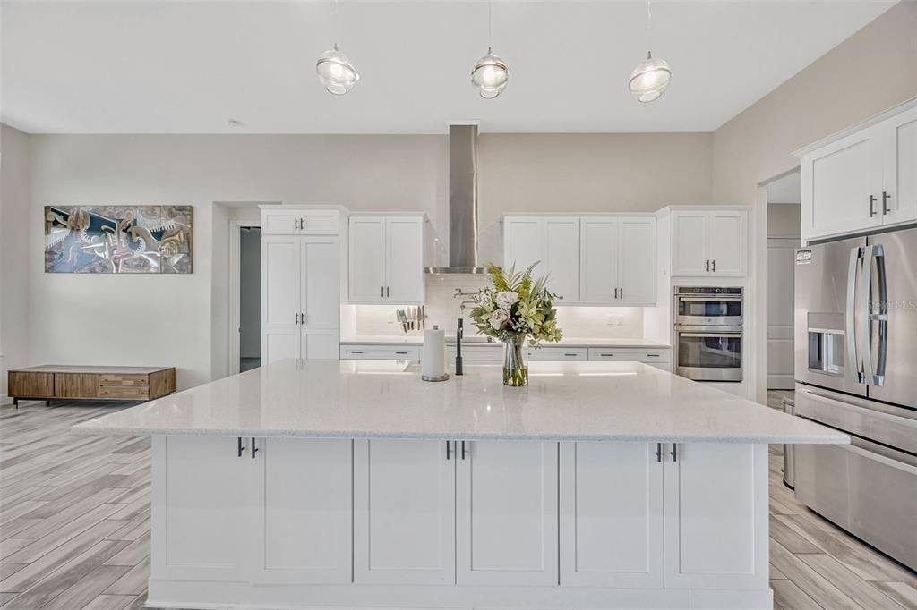 Interior, Kitchen, Pendant Lights, Stainless Steel Appliances, Wood Texture Flooring