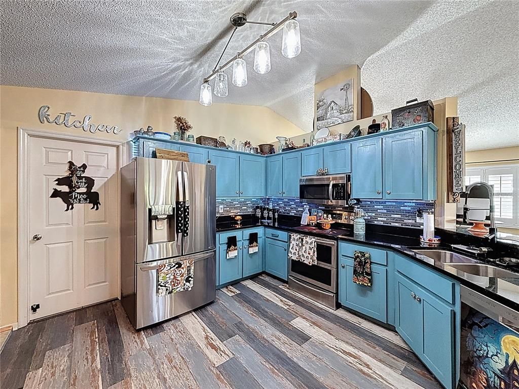 Interior, Kitchen, Stainless Steel Appliances, Wood Texture Flooring