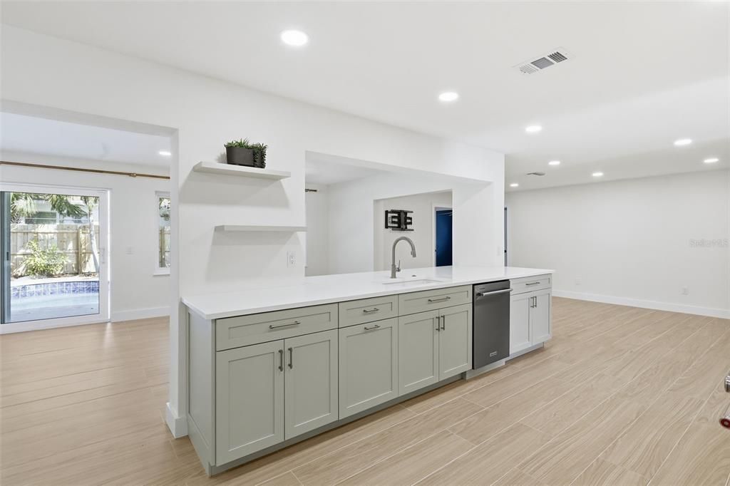 Interior, Kitchen, Recessed Lighting, Wood Texture Flooring