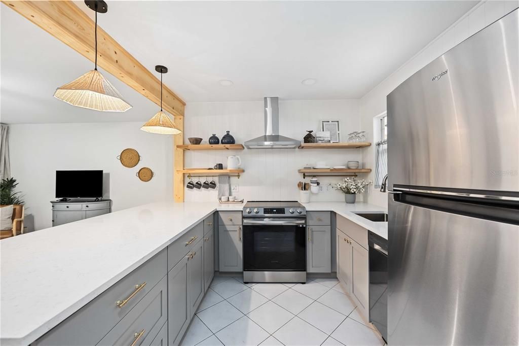 Interior, Kitchen, Pendant Lights, Stainless Steel Appliances