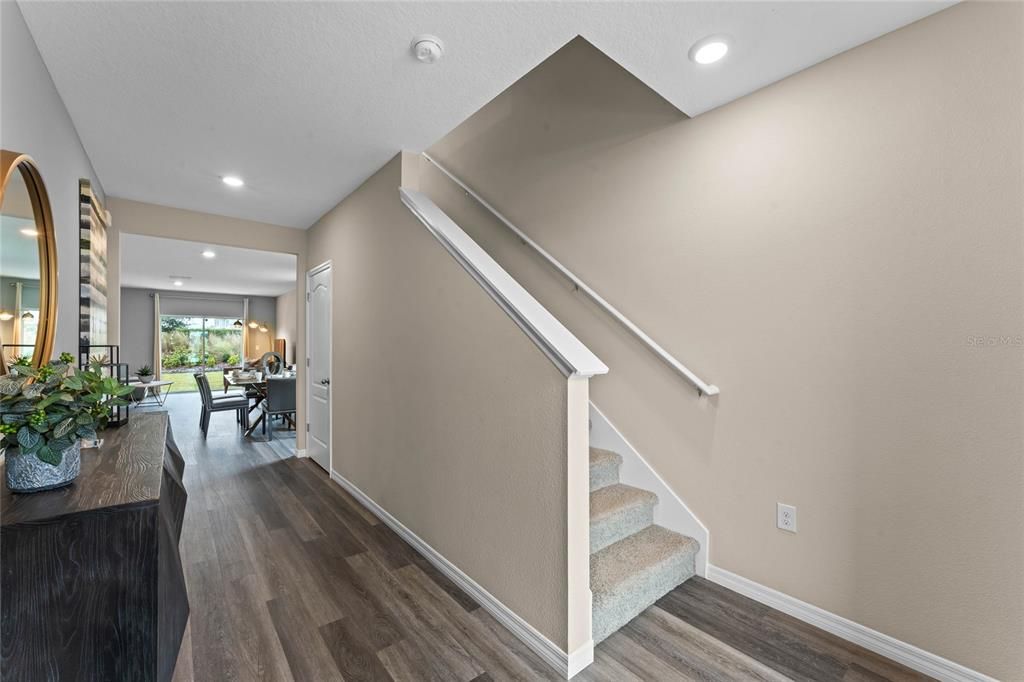 Dining room, Interior, Recessed Lighting, Wood Texture Flooring