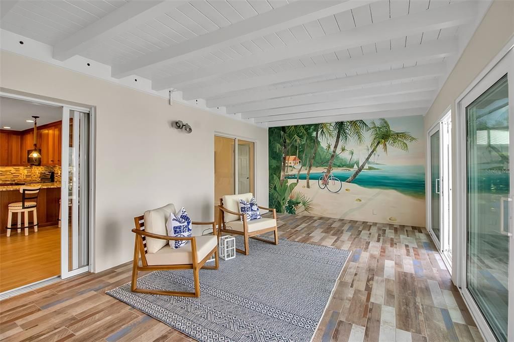 Interior, Kitchen, Living room, Pendant Lights, Water, Wood Texture Flooring