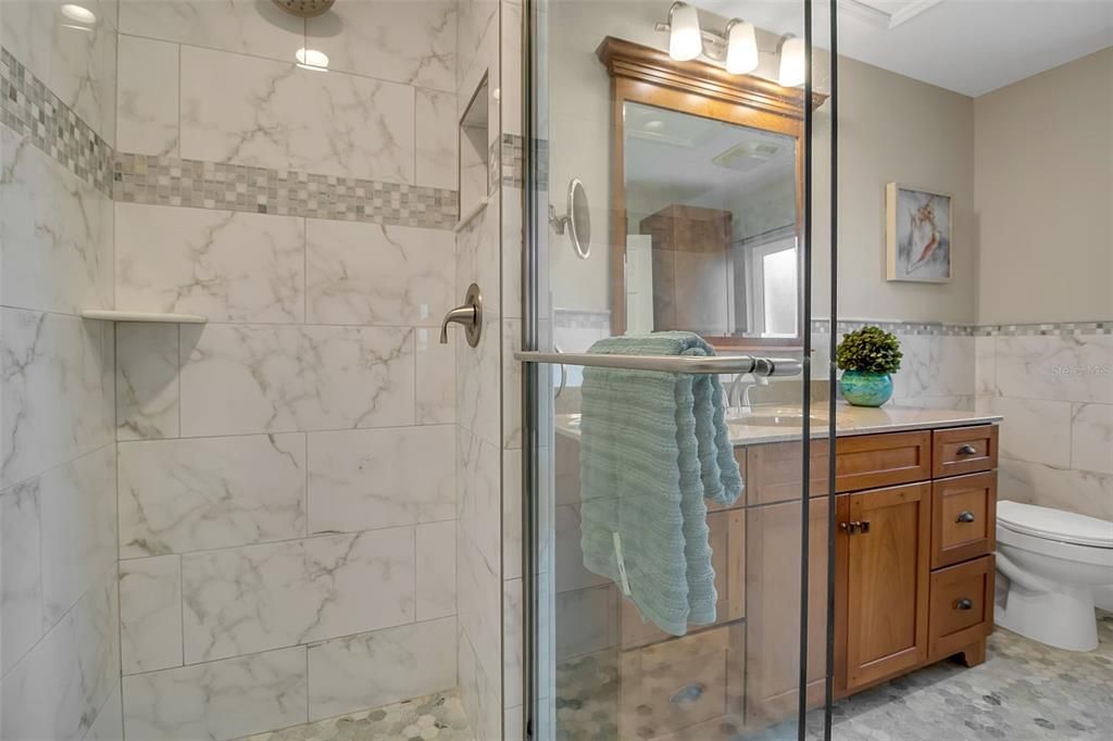 Bathroom, Glass Shower, Interior, Marble Walls