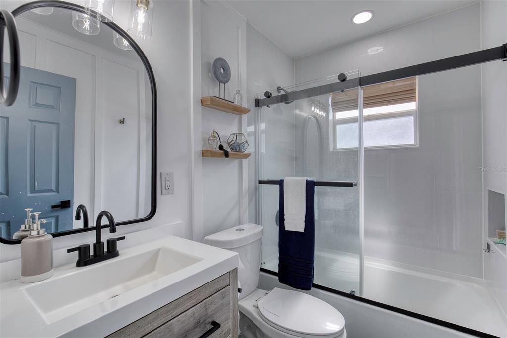 Bathroom, Glass Shower, Interior, Recessed Lighting