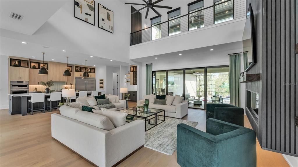 Interior, Kitchen, Living room, Pendant Lights, Recessed Lighting, Stainless Steel Appliances, Wood Texture Flooring