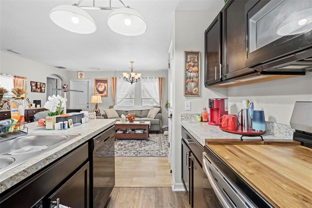 Chandelier, Interior, Kitchen, Living room, Wood Texture Flooring
