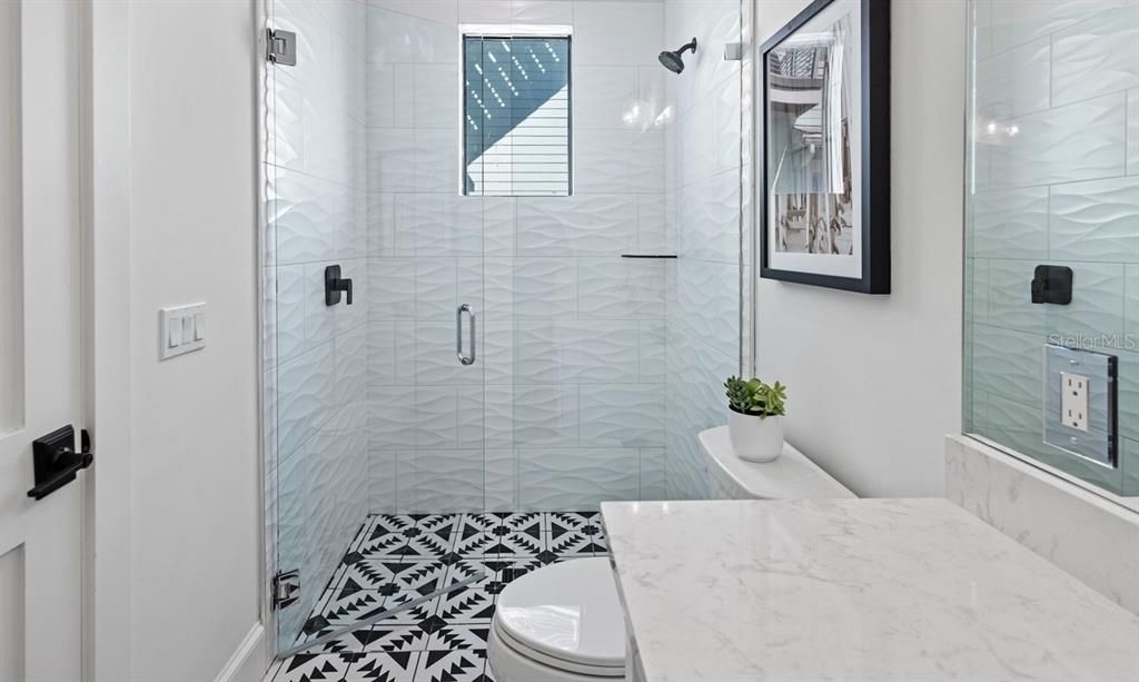 Bathroom, Glass Shower, Interior, Marble Walls