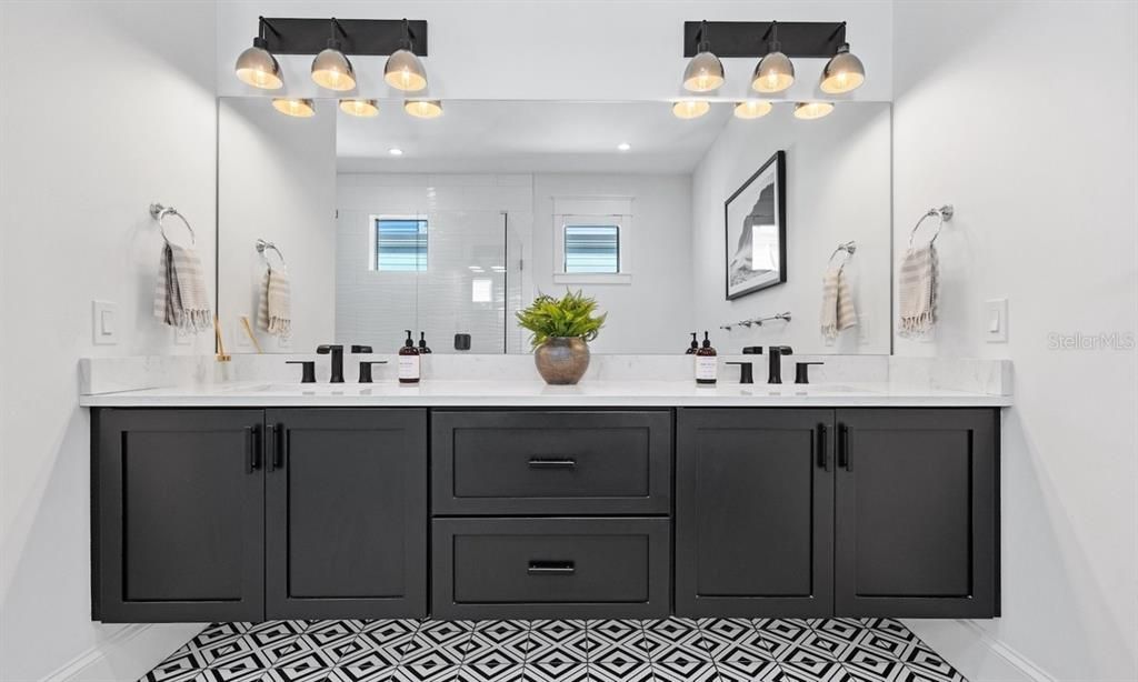 Bathroom, Dual Sink Vanities, Glass Shower, Interior