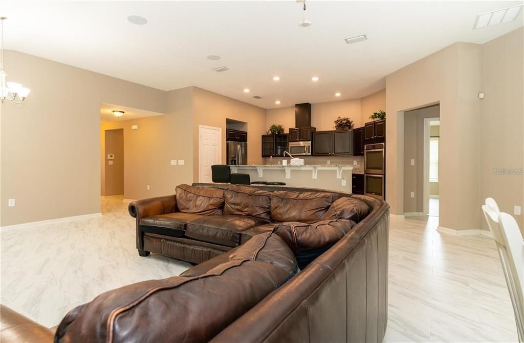 Interior, Kitchen, Living room, Marble, Recessed Lighting