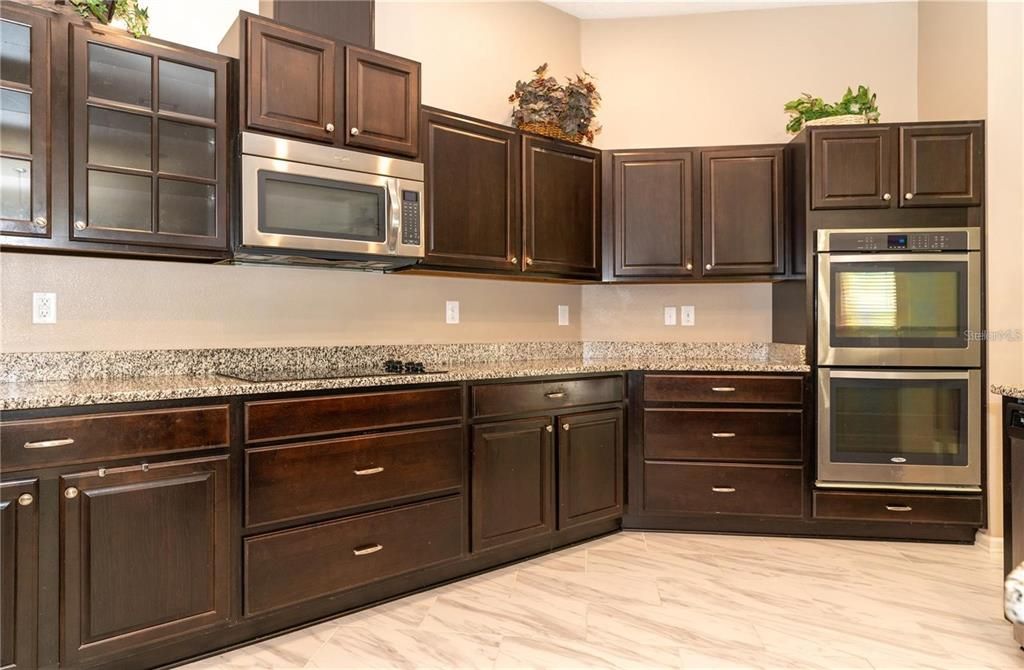 Interior, Kitchen, Marble, Stainless Steel Appliances, Wood Texture Flooring