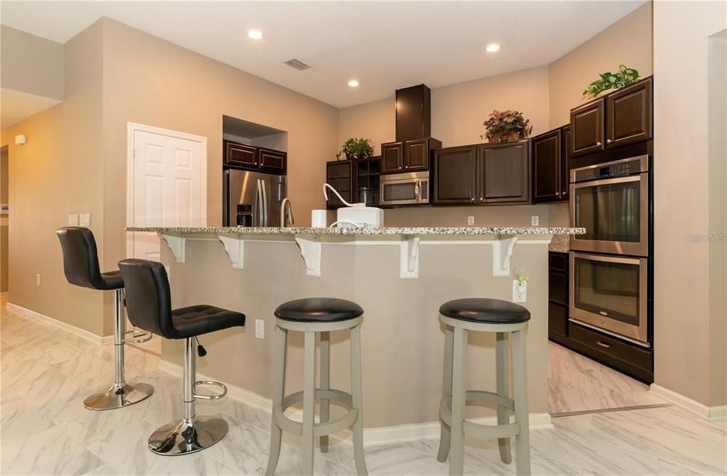 Interior, Kitchen, Marble, Recessed Lighting, Stainless Steel Appliances