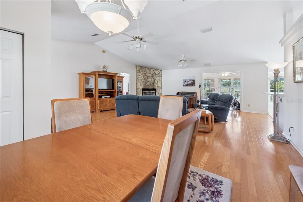 Dining room, Fireplace, Interior, Living room, Wood Texture Flooring