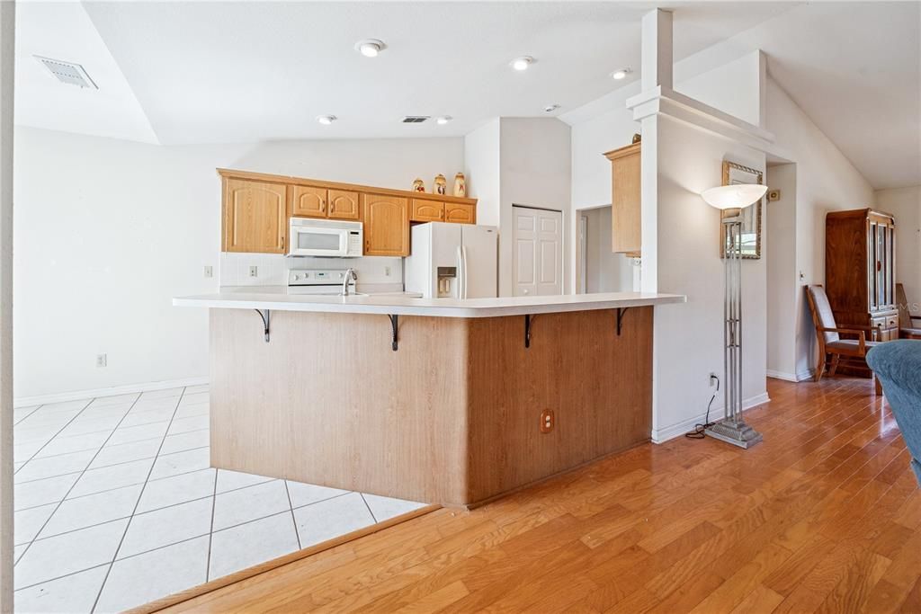 Interior, Kitchen, Recessed Lighting, Wood Texture Flooring