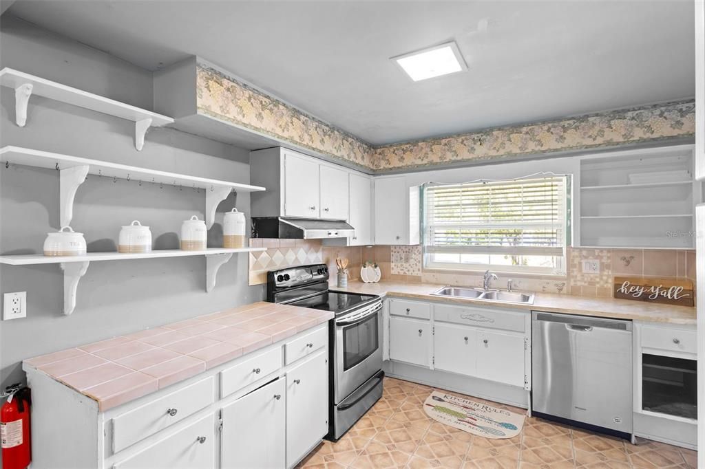 Interior, Kitchen, Stainless Steel Appliances, Tile Countertops