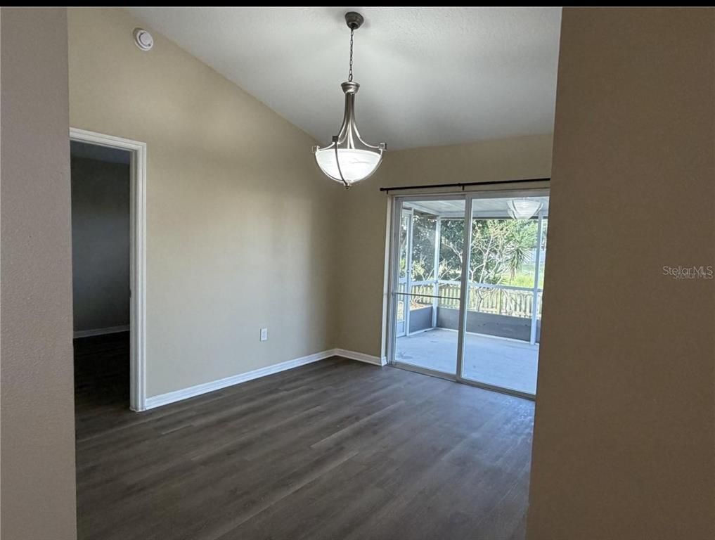 Empty room, Interior, Pendant Lights, Wood Texture Flooring