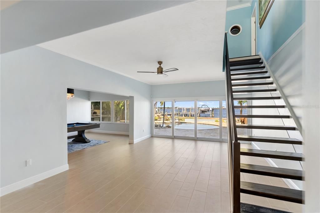Billiard Table, Game Room, Interior, Wood Texture Flooring