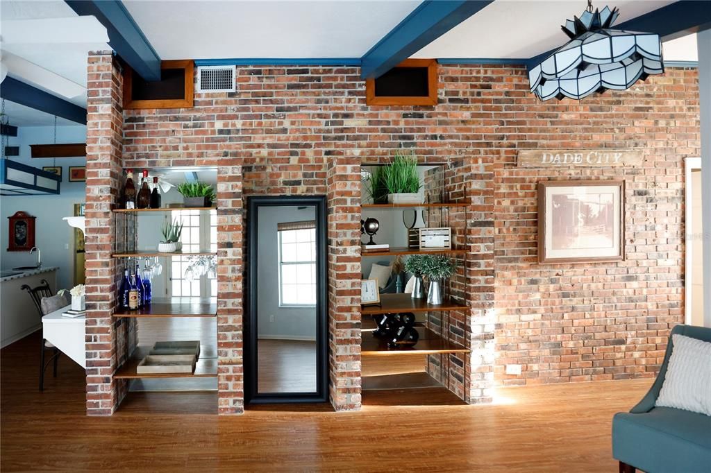 Interior, Stone Walls, Wood Texture Flooring