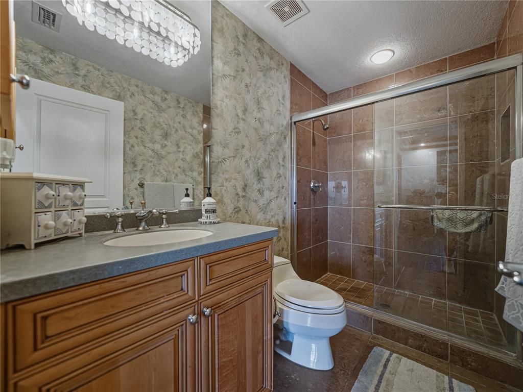 Bathroom, Glass Shower, Interior, Recessed Lighting