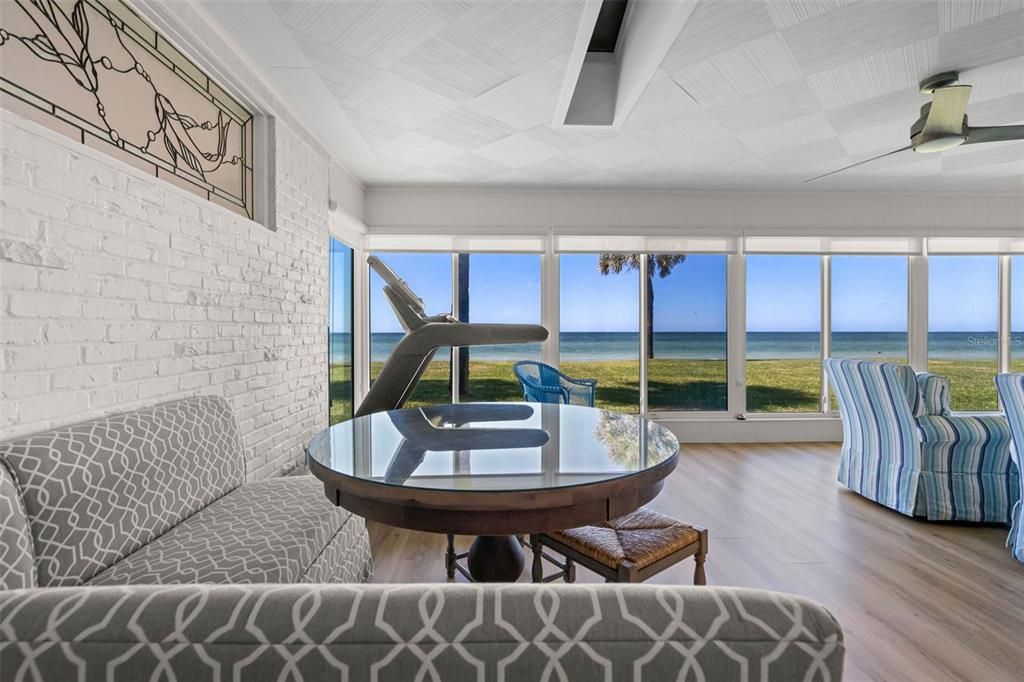 Interior, Living room, Stone Walls, Water, Wood Texture Flooring