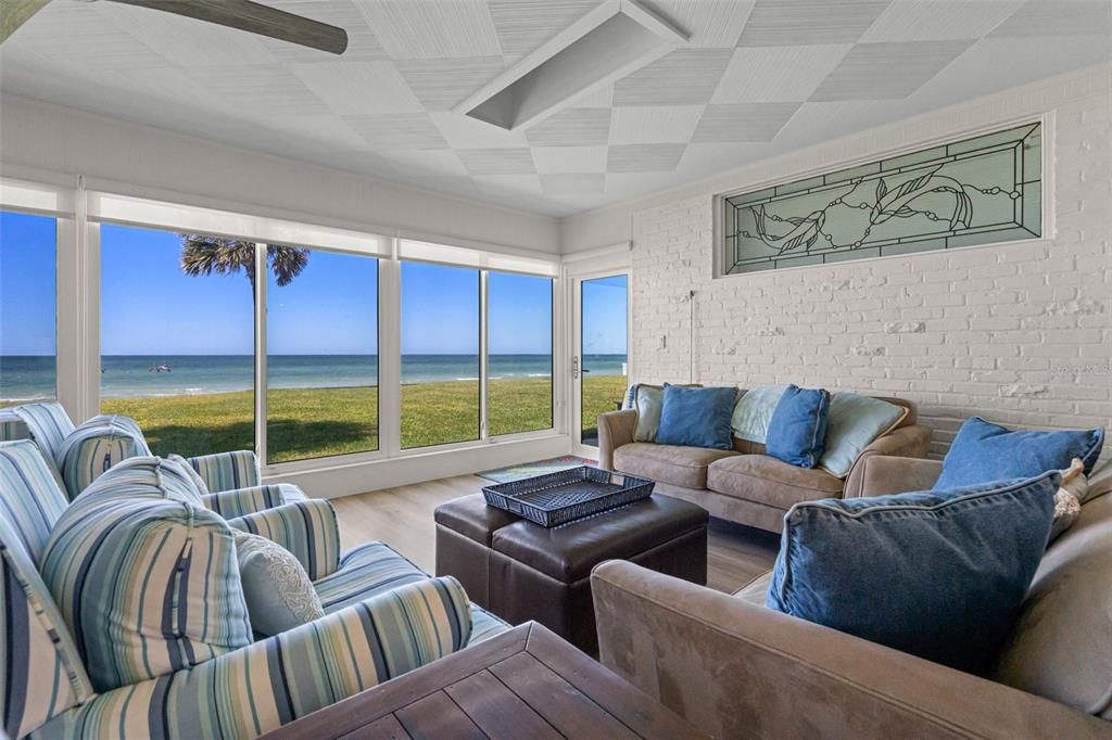 Interior, Living room, Stone Walls, Water, Wood Texture Flooring