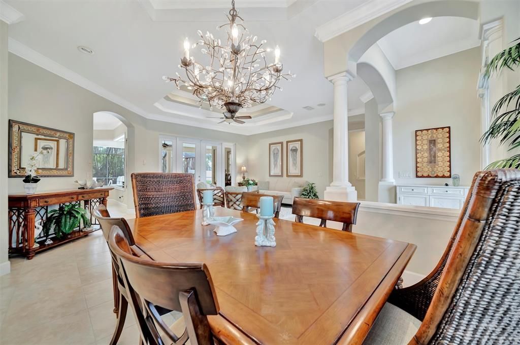 Chandelier, Dining room, Interior, Recessed Lighting