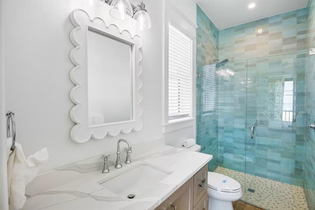 Bathroom, Glass Shower, Interior, Recessed Lighting