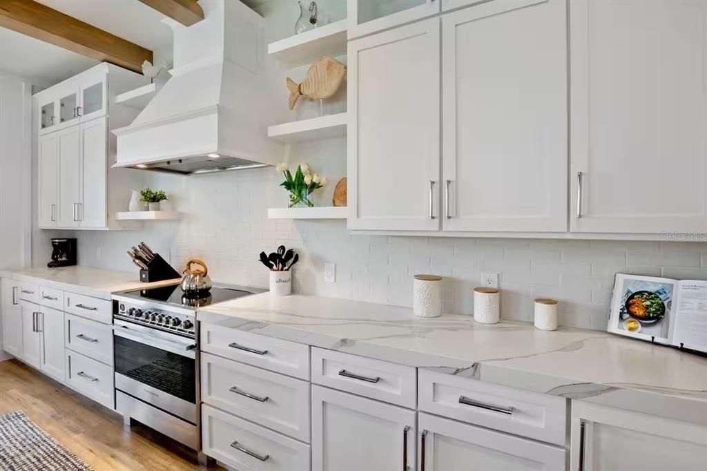 Interior, Kitchen, Stainless Steel Appliances, Wooden Beams, Wood Texture Flooring