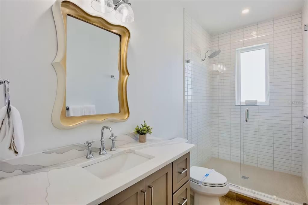 Bathroom, Glass Shower, Interior, Recessed Lighting