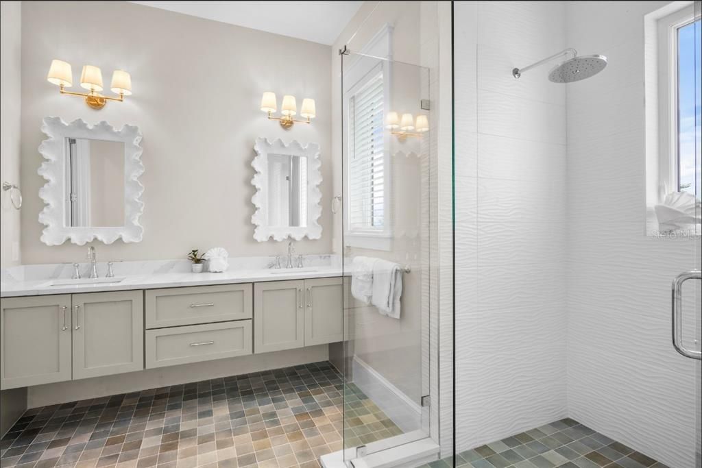 Bathroom, Dual Sink Vanities, Glass Shower, Interior