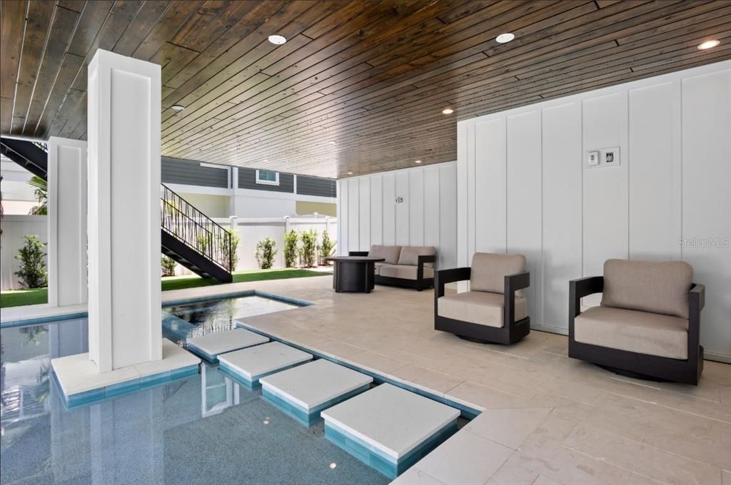 Interior, Pool, Recessed Lighting, Wooden Ceilings