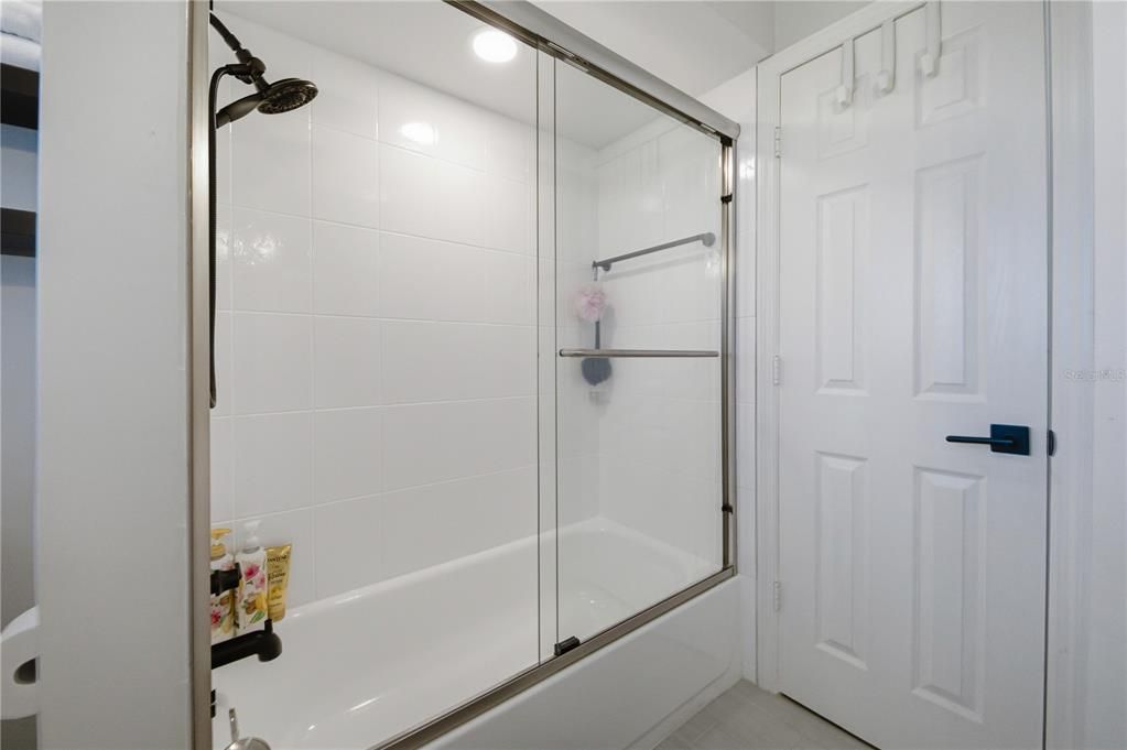 Bathroom, Glass Shower, Interior, Recessed Lighting