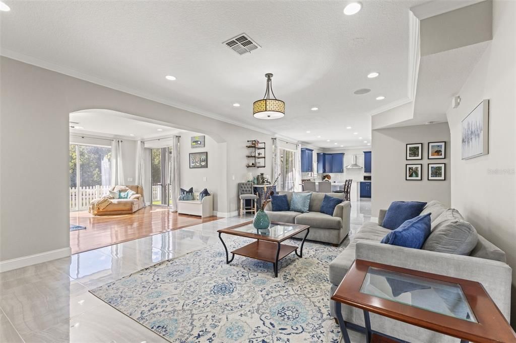 Fireplace, Interior, Living room, Pendant Lights, Recessed Lighting