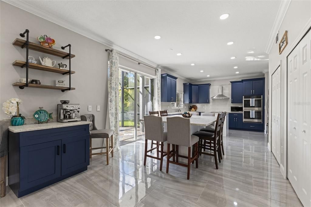 Dining room, Interior, Kitchen, Recessed Lighting, Stainless Steel Appliances