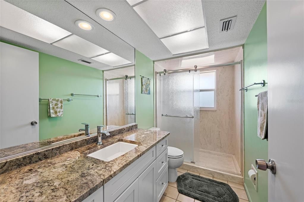 Bathroom, Dual Sink Vanities, Glass Shower, Interior, Recessed Lighting
