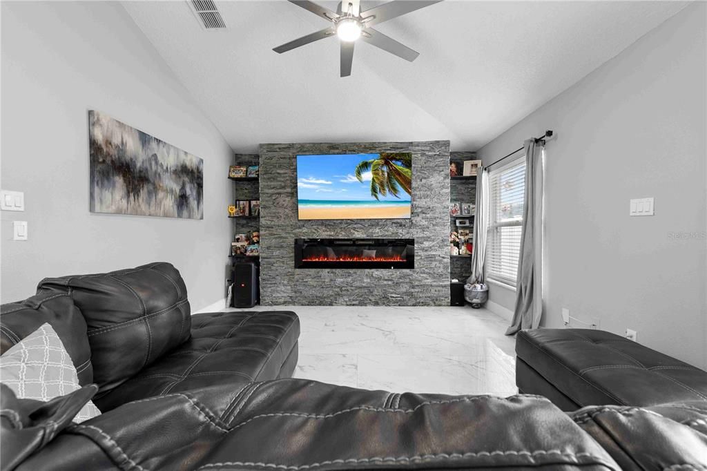 Fireplace, Interior, Living room, Marble, Stone Walls