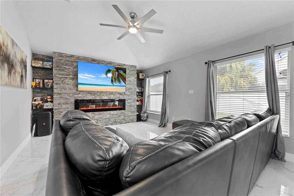 Fireplace, Interior, Living room, Marble, Stone Walls