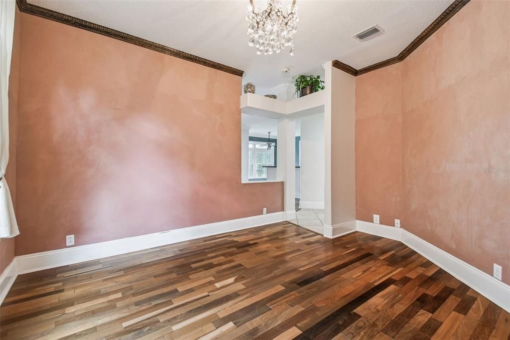 Chandelier, Empty room, Interior, Wood Texture Flooring