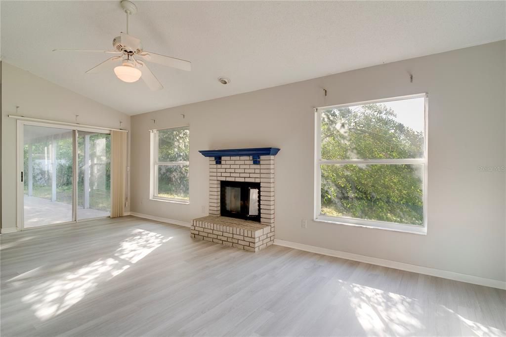 Empty room, Fireplace, Interior, Wood Texture Flooring