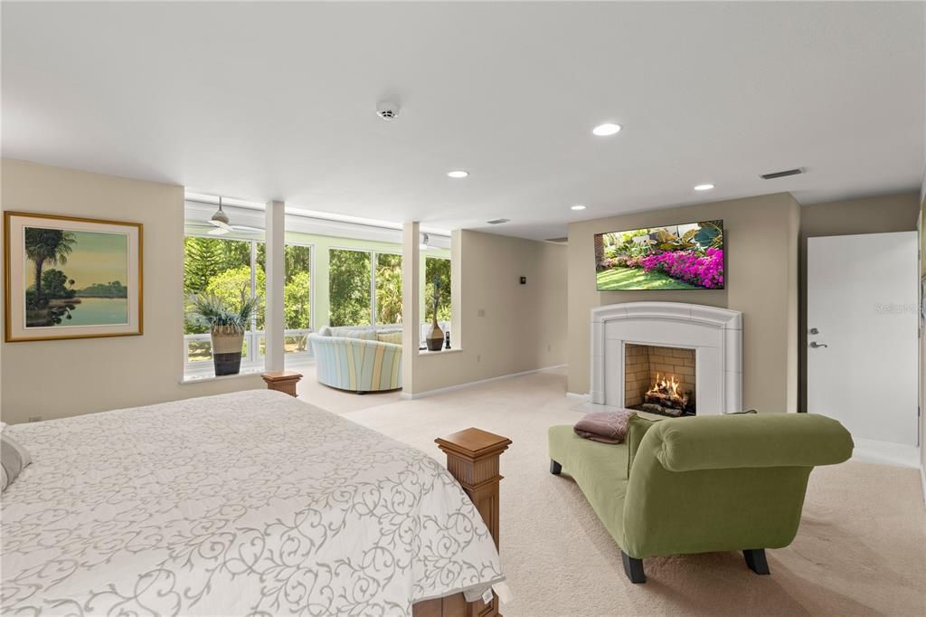 Bedroom, Fireplace, Interior, Recessed Lighting